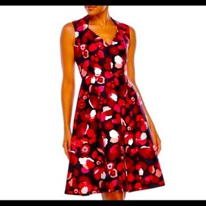 Kate Spade Red & Black Silk Blossom Pocket Dress
